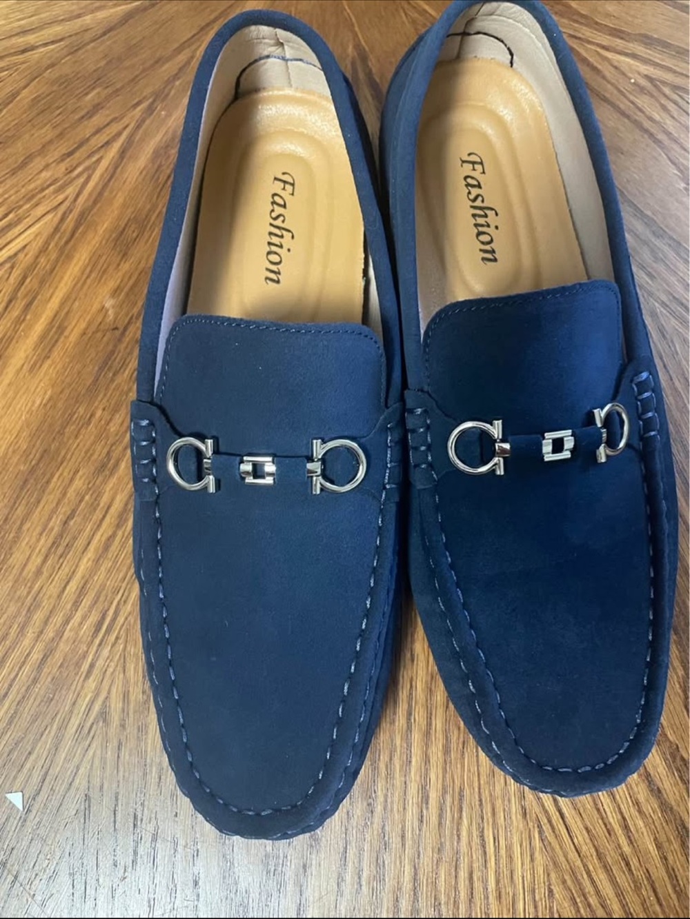 St. Tropez Navy Suede Loafers with Silver Horsebit